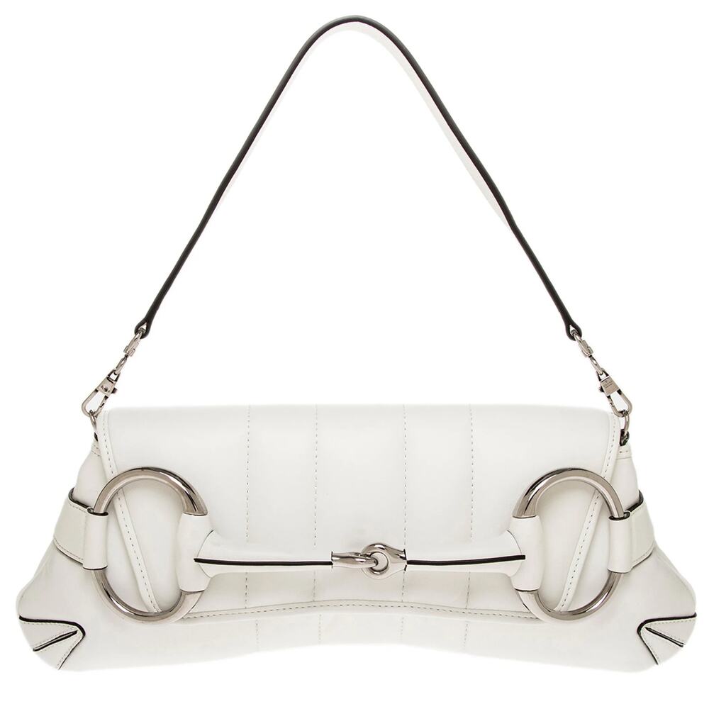 Gucci Small Leather white Horsebit Chain Satchel NWT